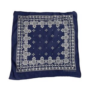 Vintage blue and white geometric print bandanna rn 14193 made in the USA
